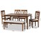Baxton Studio Reneau Grey Upholstered and Walnut Wood 6-Piece Dining Set 173-9882-10923-10520 - alternate 5